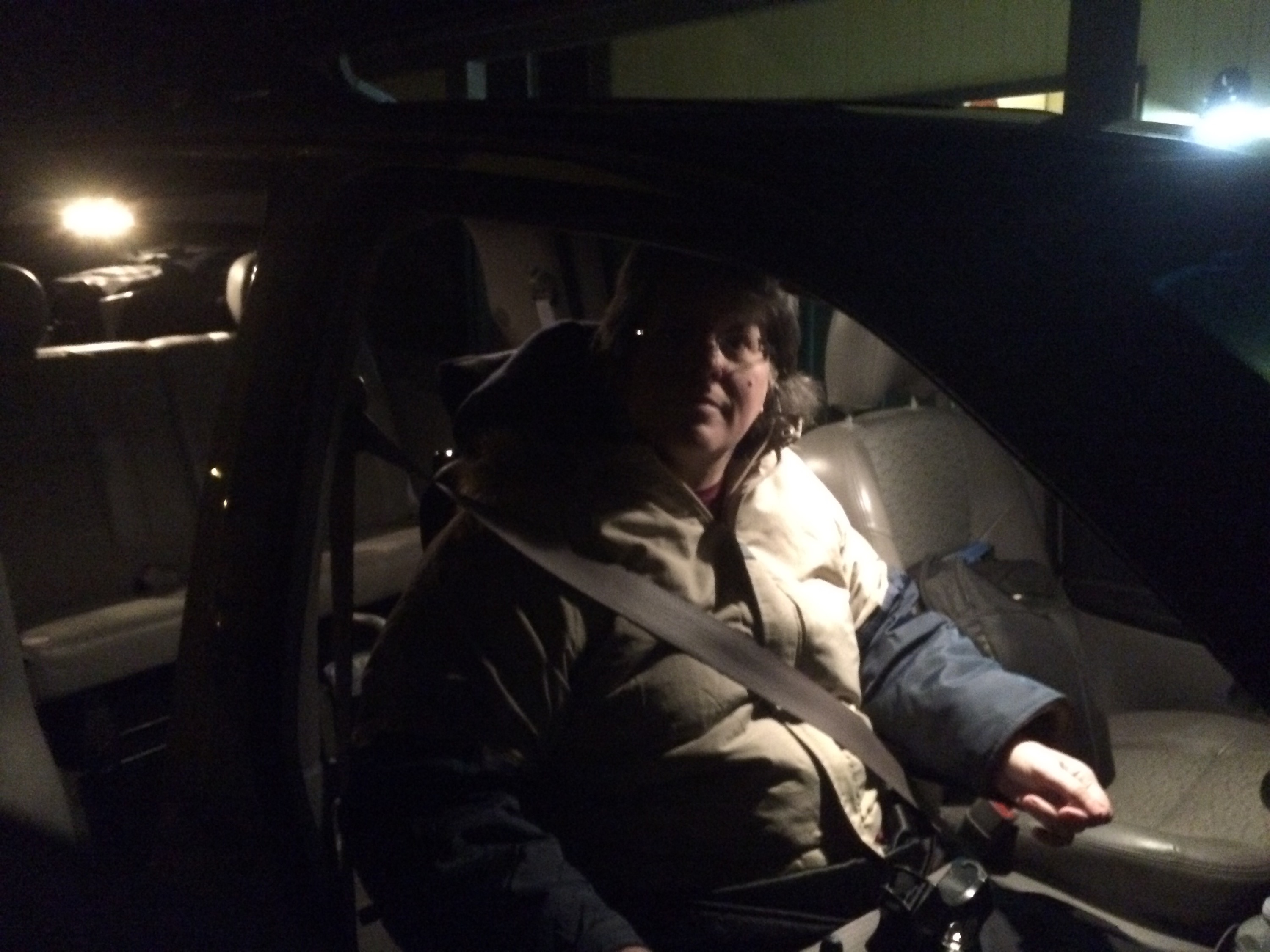 Me, in the dark, in the van
