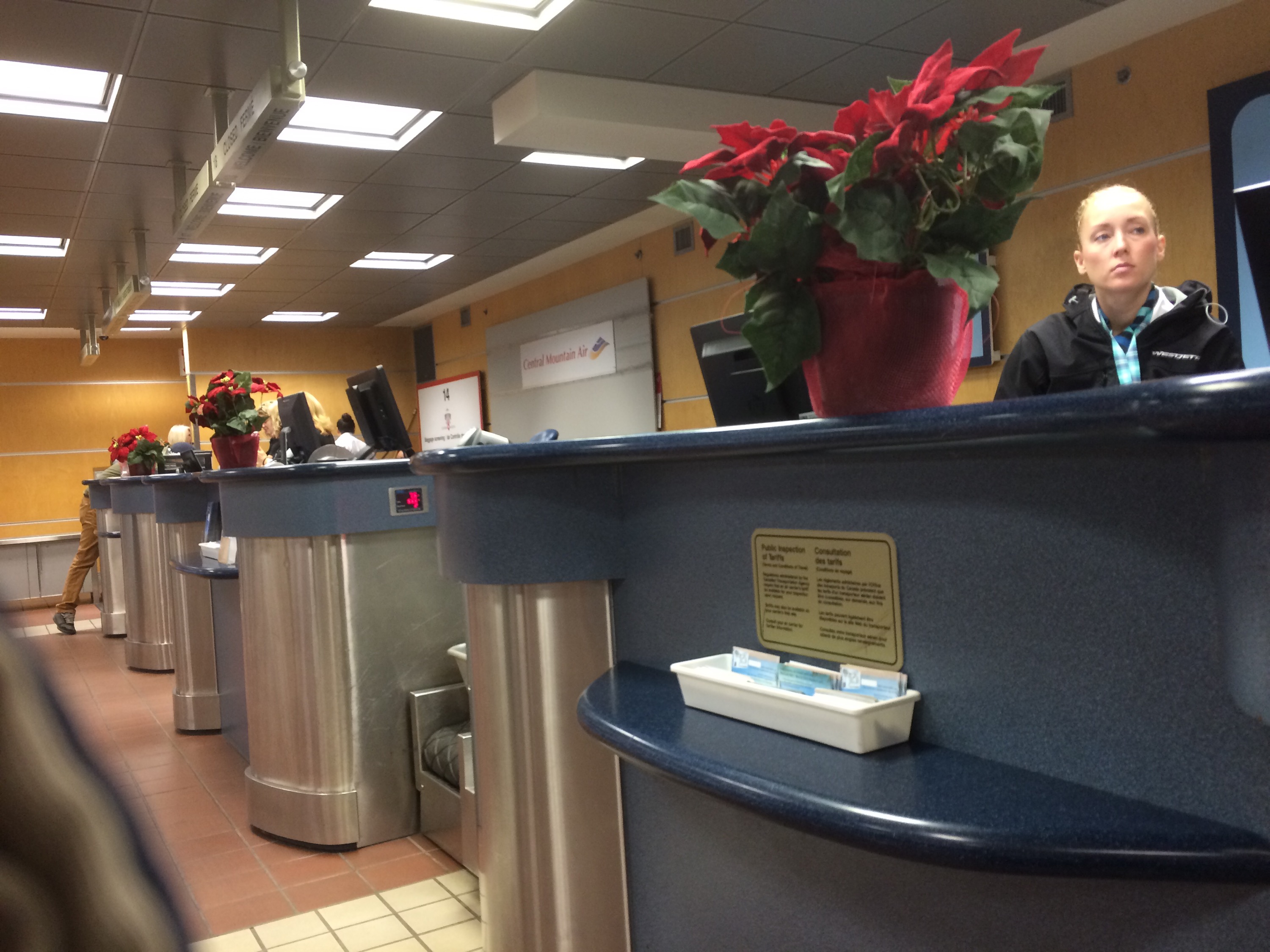 WestJet check-in desk from my view
