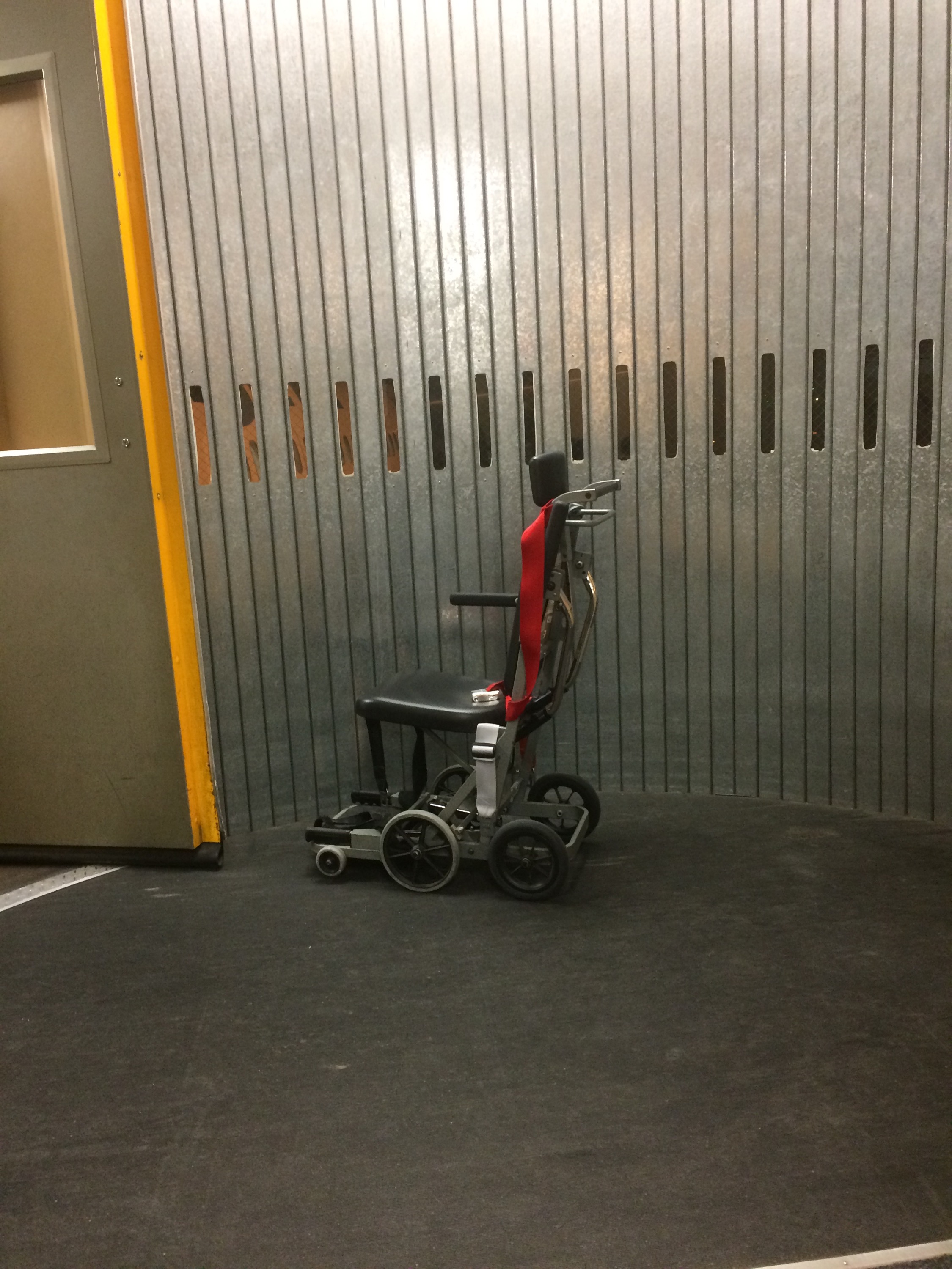 The aisle chair, a small narrow wheelchair