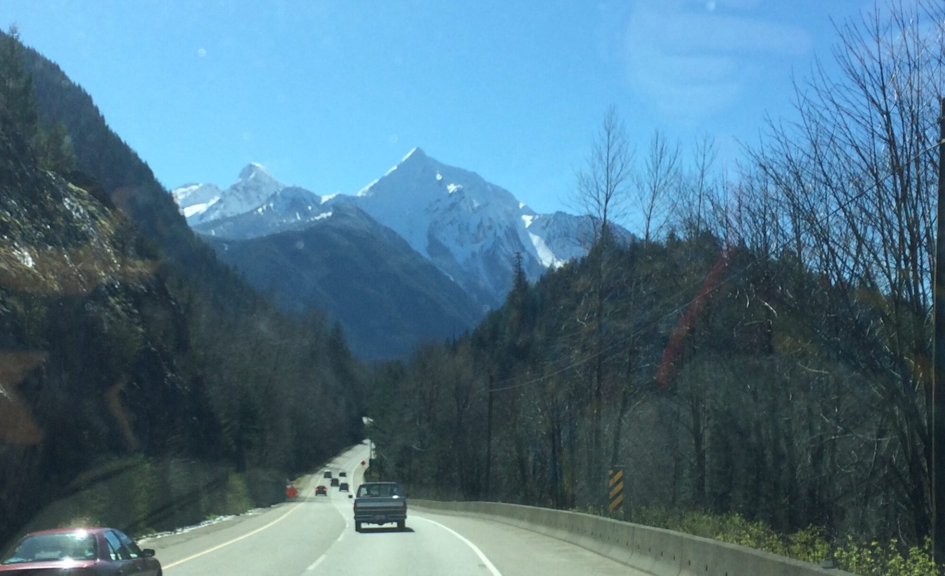 A mountain view from the road