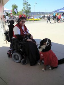 Michelle and Lacey at the MS Walk, dressed in red